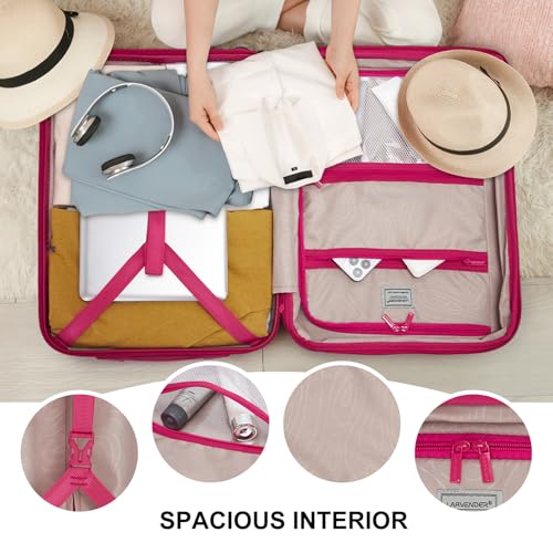 LARVENDER Luggage Sets 3 Piece, Carry On Luggage 20in Suitcase with Wheels - color: Beetroot Purple-20inch