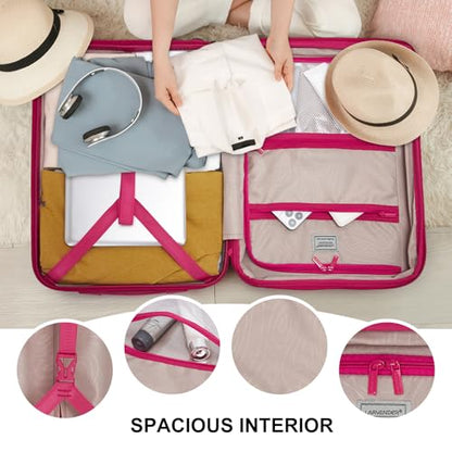 LARVENDER Luggage Sets 3 Piece, Carry On Luggage 20in Suitcase with Wheels - color: Beetroot Purple-20inch