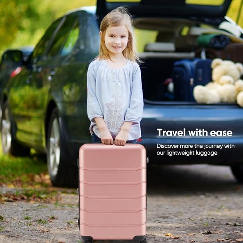 OLIXIS 20 Inch Carry-On Luggage, Hardside Suitcase with Spinner Wheels, Lightweight ABS Hard Shell Travel Luggage, TSA Approved Lock, Expandable Small Suitcase for Business & Travel–Pink - color: Pink, size: 21 IN