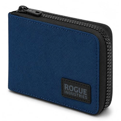 ROGUE WALLET Leather & Nylon Zip Wallet for Men, RFID Blocking, Navy - color: Navi