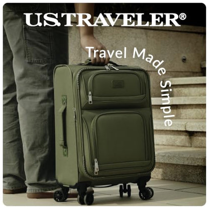 U.S. Traveler Rio Lightweight Softside Rolling Carry-on Suitcase, 4-Wheel Single, Light Blue - color: Light Blue, size: 22"