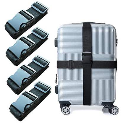 4 PCS Luggage Strap 78" x 2" Suitcase Belts Wide Adjustable Packing Straps Travel Accessories, Black - color: 4pcs Black