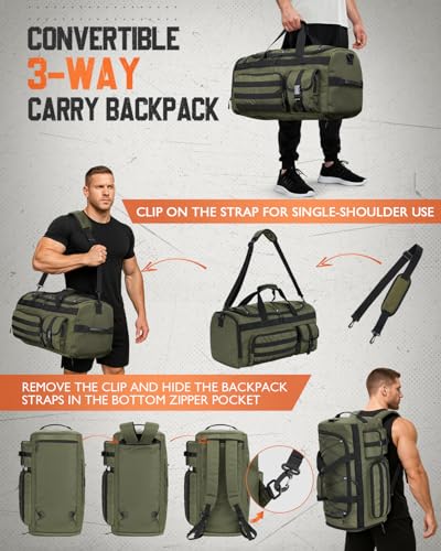 Gonex 45L 3-in-1 Duffel Bag for Gym & Travel - color: Army Green, size: 45L