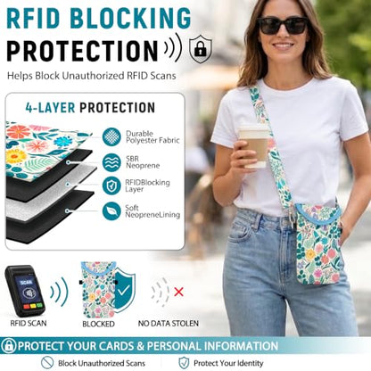 KJQJLY RFID Blocking Neoprene Cell Phone Sleeve (Garden Floral) - color: Garden Floral