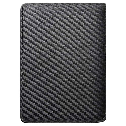 Coco Rossi Passport Holder for Travel Men Slim RFID Passport Cover Wallet - color: Carbon Fibre