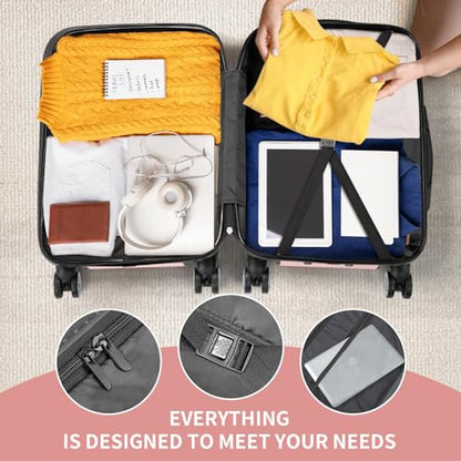 Karl home Luggage Set 3 Piece Hardshell Suitcases with TSA Lock, Light Pink - color: Light Pink, size: 3 Piece Set (20/24/28 Inch)