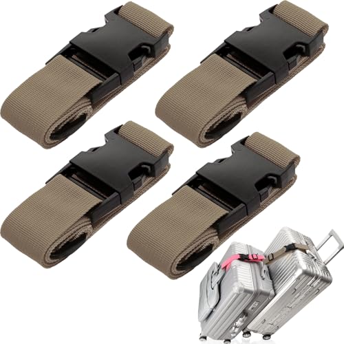 4 Pack Luggage Connector Straps Carry On Multiple Suitcases, Brown - color: 4Pcs Brown