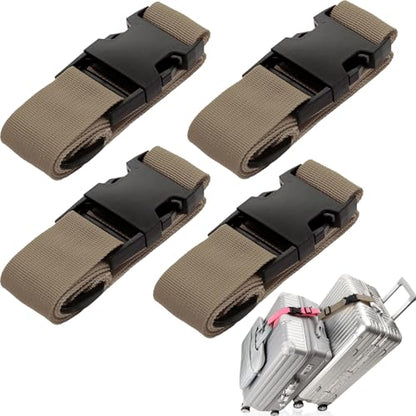 4 Pack Luggage Connector Straps Carry On Multiple Suitcases, Brown - color: 4Pcs Brown