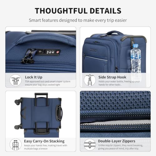 Verage Toledo Carry On Luggage Softside Expandable Suitcase with Spinner Wheel (20-Inch, Navy) - color: Navy, size: Carry-On 20-Inch
