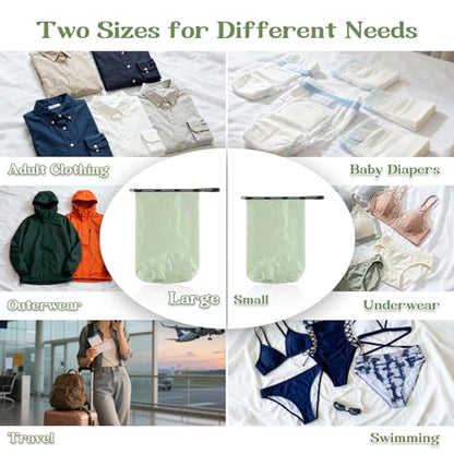 2-Pack Waterproof Travel Laundry Bags - color: Green