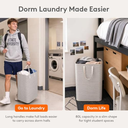 Lifewit 80L Large Laundry Baskets, Laundry Hampers Bags, 2 Pack, Grey - color: Grey, size: 80L