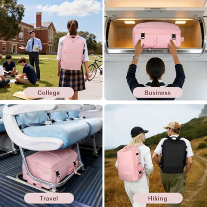 Travel Carry On Backpack for Women, TSA Approved 15.6" Laptop Daypack - color: Pink, size: Medium