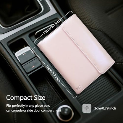 WALNEW Passport Holder for Travel, RFID Blocking Passport Wallet, Pink