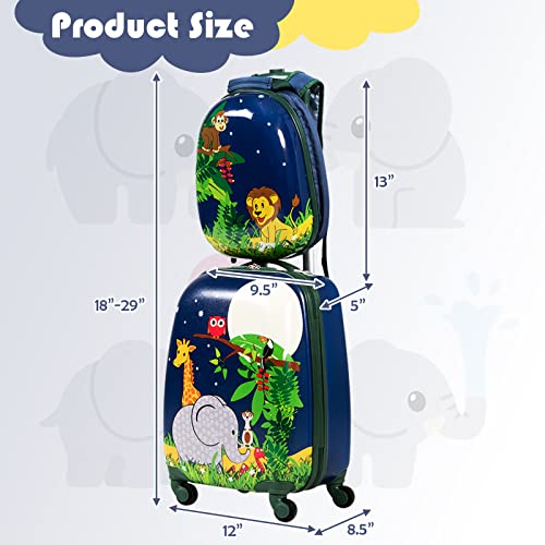 Olakids Kid Luggage Set, 12’’ Travel Backpack and 16’’ Carry on Suitcase with Wheels for Children Boys Girls, 2 Pcs Rolling Spinner Trolley Case Gift for Toddlers (Jungle) - style: Jungle