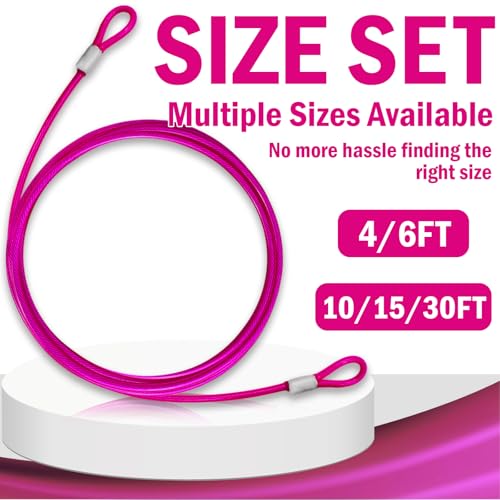 4.7mm(3/16") Steel Security Cable with Loops, Bike Lock Cable, 2Pack - color: Pink, size: 6FT-(2Pack)