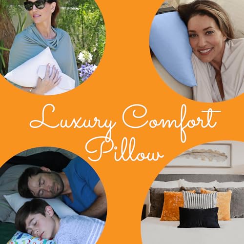 Happyluxe Travel Pillow for Airplanes | USA Made Small Pillows for Sleeping - color: Serenity Blue