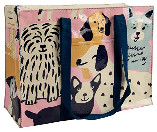 Blue Q Reusable Shoulder Tote Bag - Carry Everywhere Bag with Hefty Zipper - color: Happy Dog
