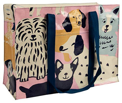 Blue Q Reusable Shoulder Tote Bag - Carry Everywhere Bag with Hefty Zipper - color: Happy Dog