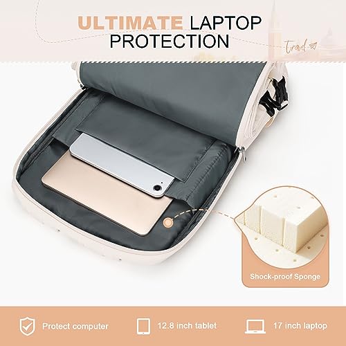 Maelstrom Travel Backpack for Men Women, 17.3" Laptop with Shoe Compartment - color: Beige, size: 17.3 inch upgraded