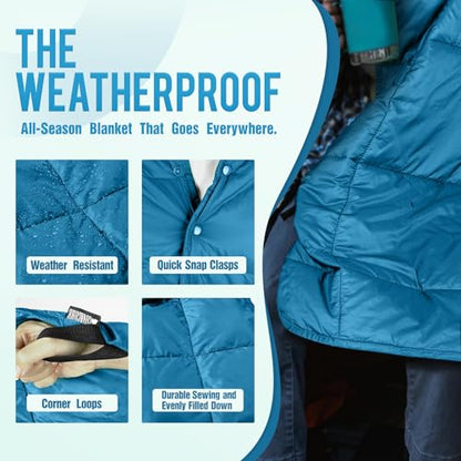 COVACURE Camping Blanket, Packable Down Alternative Outdoor Blanket 57X78'' - color: Blue