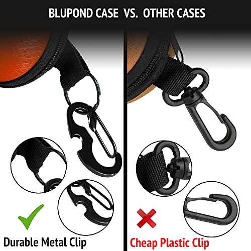 BLUPOND Sunglasses Case Semi Hard EVA Shell with Metal Hanging Hook Belt Clip Sun Glasses Storage - color: Pink/Orange