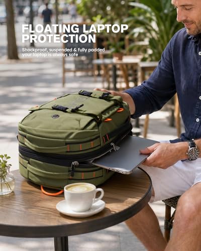 Tolaccea Travel Backpack 40-50L, 16" Laptop Carry On Duffle for Travel Work - color: Army Green