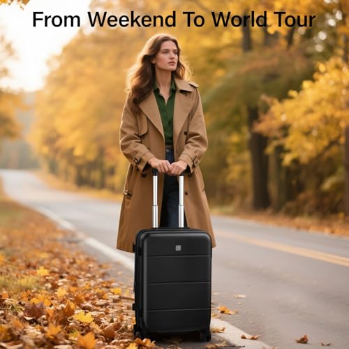 Hanke 24 Inch Luggage with Spinner Wheels, Expandable Medium Suitcase - color: Jet Black, size: 24 Inch EXT