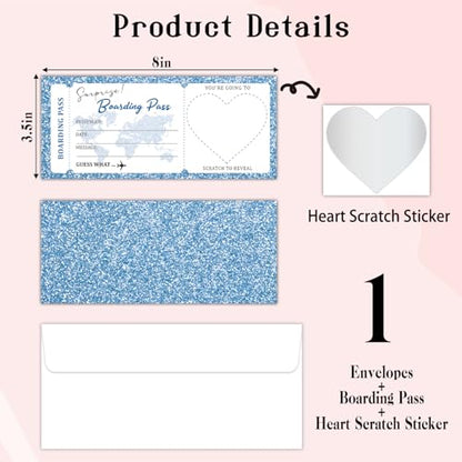Lesixur Blue Plane Tickets Surprise Destination Revealed Card, Boarding Pass Ticket With Envelopes, Surprise Trip Reveal for Valentine's Day, Holidays, Birthday, Wedding, And Christmas-004-1 - style: 1 SET