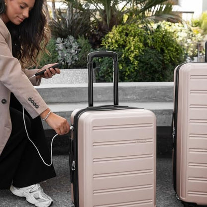Travel Select Snowcreek Hardside Expandable Spinner Luggage Set w/USB Port, Pink, 3-Piece - color: Pink, size: 3 Piece Set