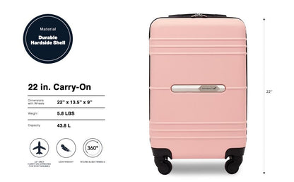 Travelers Club 22" Richmond Spinner Carry-On Luggage, Rose Gold - color: Rose Gold