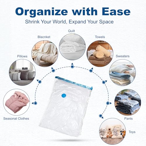 HOUSE DAY 18 Pack Vacuum Storage Bags with Electric Pump, Valve, Space Saver Vacuum Seal Bags for Clothing, Comforters, and Travel Essentials 3 Jumbo,3 Large,3 Medium,3 Small/3 Small,3 XS Roll Up Bag - size: 18 Combo-E PUMP