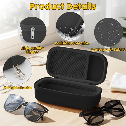 Double Eyeglasses Case, Hard Shell Glasses Case for Men Women - color: Black