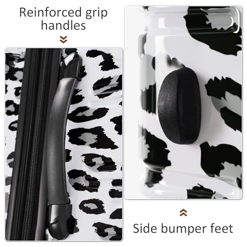 Merax Luggage Sets 3 Piece,Hardside Expandable Suitcase Set 20+24+28 IN - color: Leopard White Black, style: 3-piece Set(20/24/28)