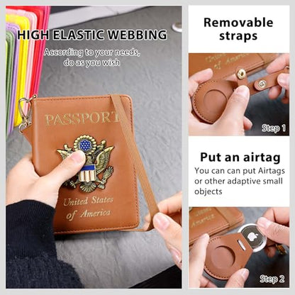 Passport Holder for Travel,Passport Cover Case with RFID (brown) - color: brown