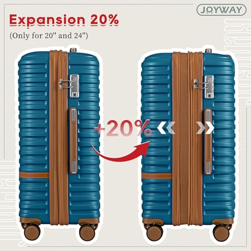 Joyway Expandable Luggage Sets 5 Piece, Lightweight Hard Shell Travel Suitcase Set with Spinner Wheels and TSA Lock, Blue - color: Blue, size: 6 piece set（13/20/24/28）