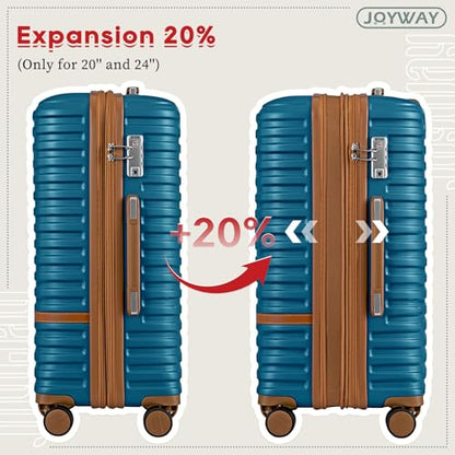 Joyway Expandable Luggage Sets 5 Piece, Lightweight Hard Shell Travel Suitcase Set with Spinner Wheels and TSA Lock (5 piece set，Blue) - color: Blue, size: 5 piece set