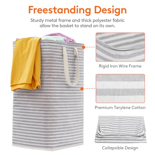 Lifewit 80L Large Laundry Baskets, Laundry Hampers Bags, 2 Pack, Grey&Blue - color: Grey-Blue, size: 80L