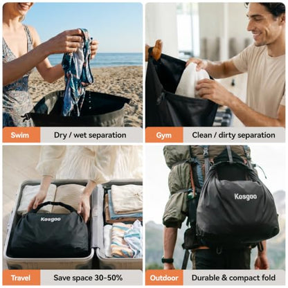 Travel Laundry Bag, Vacuum Compression Waterproof Dirty Clothes Bag - color: Black-2Pack
