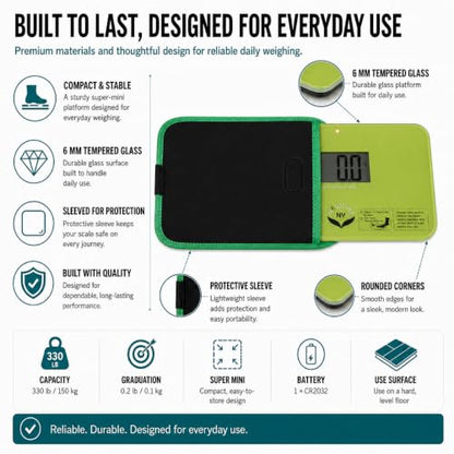 600 Super Mini Travel Bathroom Scale with Sleeve, Green - color: Green