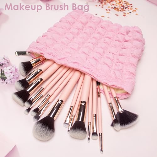 Flat Makeup Bag for Women,Zipper Cosmetic Pouch for Purse,Bubble Candy Pink - color: Bubble Candy Pink