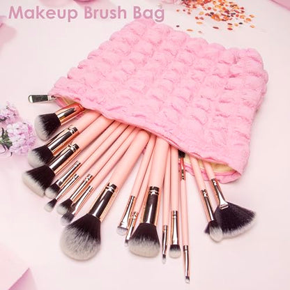 Flat Makeup Bag for Women,Zipper Cosmetic Pouch for Purse,Bubble Candy Pink - color: Bubble Candy Pink