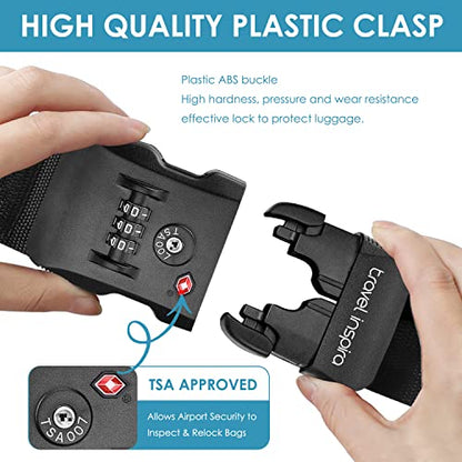 Travel Inspira Luggage Straps for Suitcases with TSA Lock - color: Black