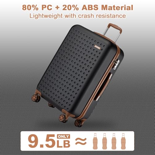 Kono 28 Inch Hard Shell Checked Luggage, 4 Spinner Wheels Suitcase, Black - color: Black, size: Checked-Large 28-Inch