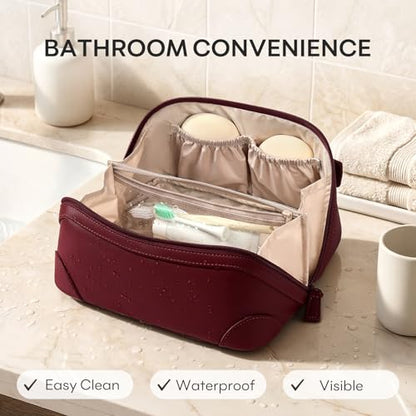 mibasies Toiletry Bag for Women, Travel Makeup Cosmetic Bag, Red, Medium - color: Red, size: Medium