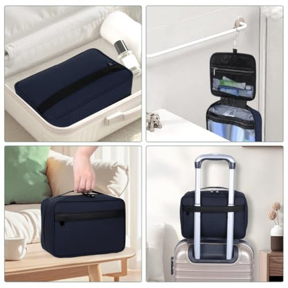 Toiletry Bag Men Women Hanging Foldable Cosmetic Organizer,Blue - color: Blue