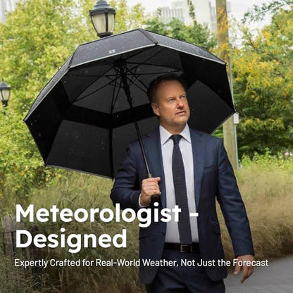 Weatherman Umbrella - Stick Umbrella - Windproof Umbrella Resists Up to 55 MPH Winds (Shaved Chocolate) - color: Shaved Chocolate