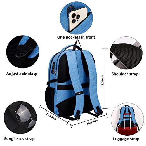 SHRRADOO Travel Laptop Backpack for Men Women, College High Schoolbag - color: Sky Blue