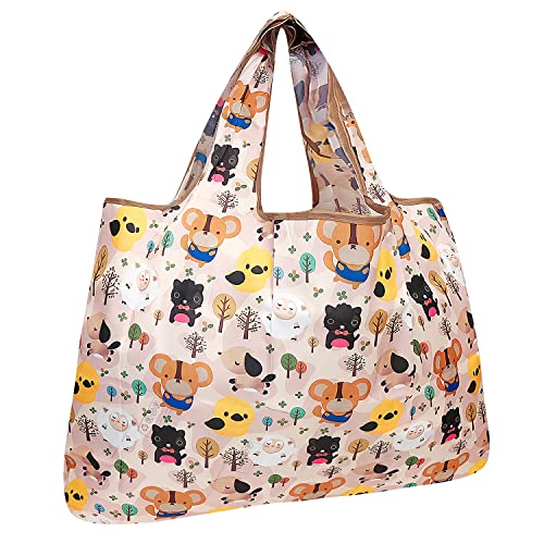 allydrew Large Foldable Tote Nylon Reusable Grocery Bags, Cutie Animals - color: Cuttie Animals