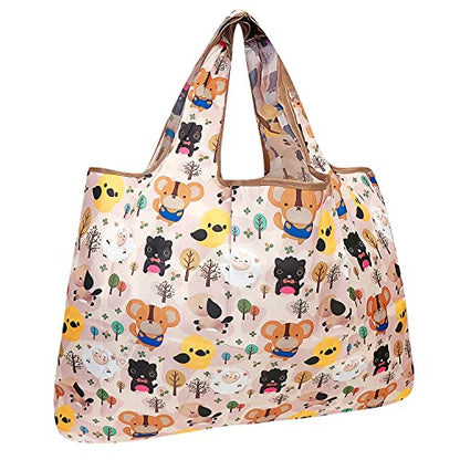 allydrew Large Foldable Tote Nylon Reusable Grocery Bags, Cutie Animals - color: Cuttie Animals