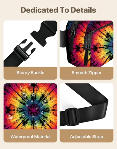 Tie Dye Fanny Pack Travel Belt Bag Waterproof Small Crossbody Bags for Women Waist Pouch for Running Hiking Cycling - color: Dark Red